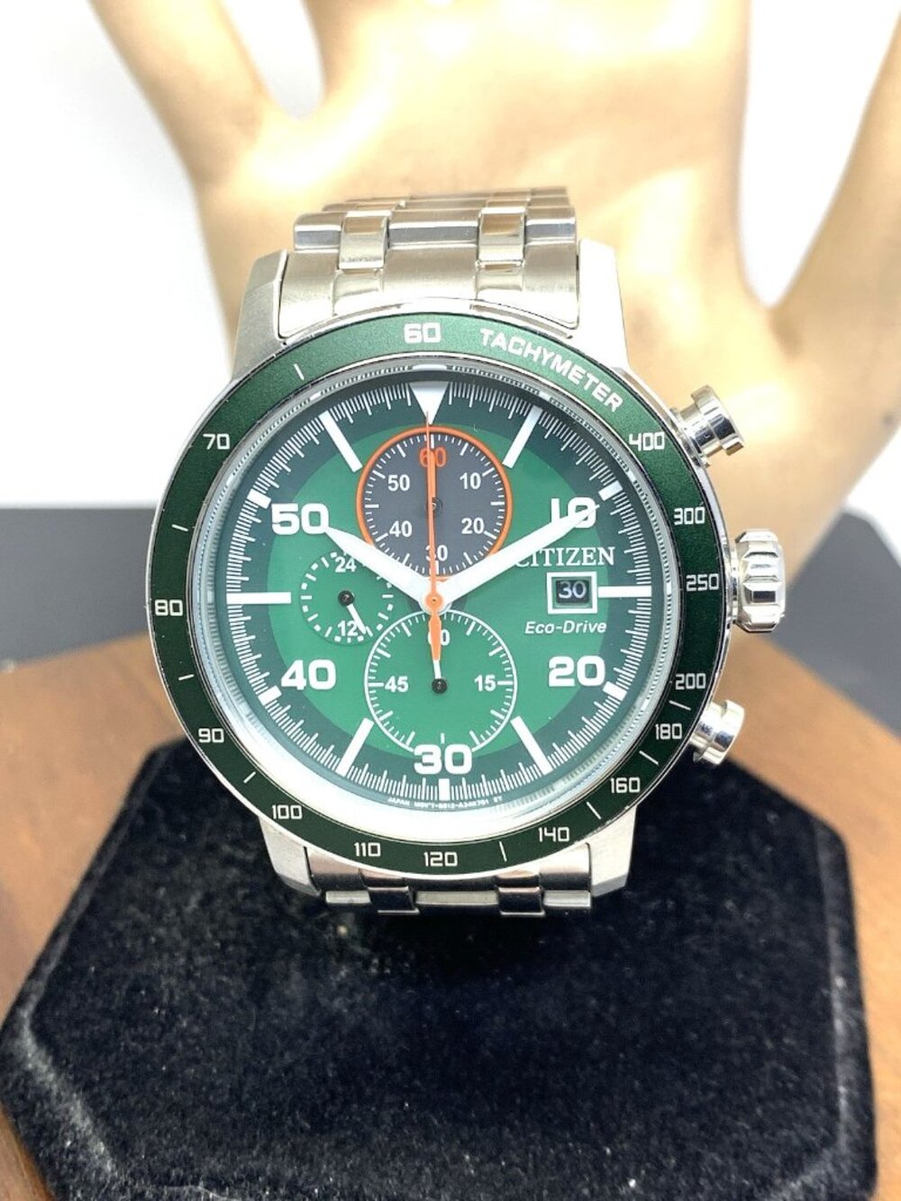 Citizen Men's Watch CA0851-56X Brycen Eco-Drive Green Dial Chronograph 44mm